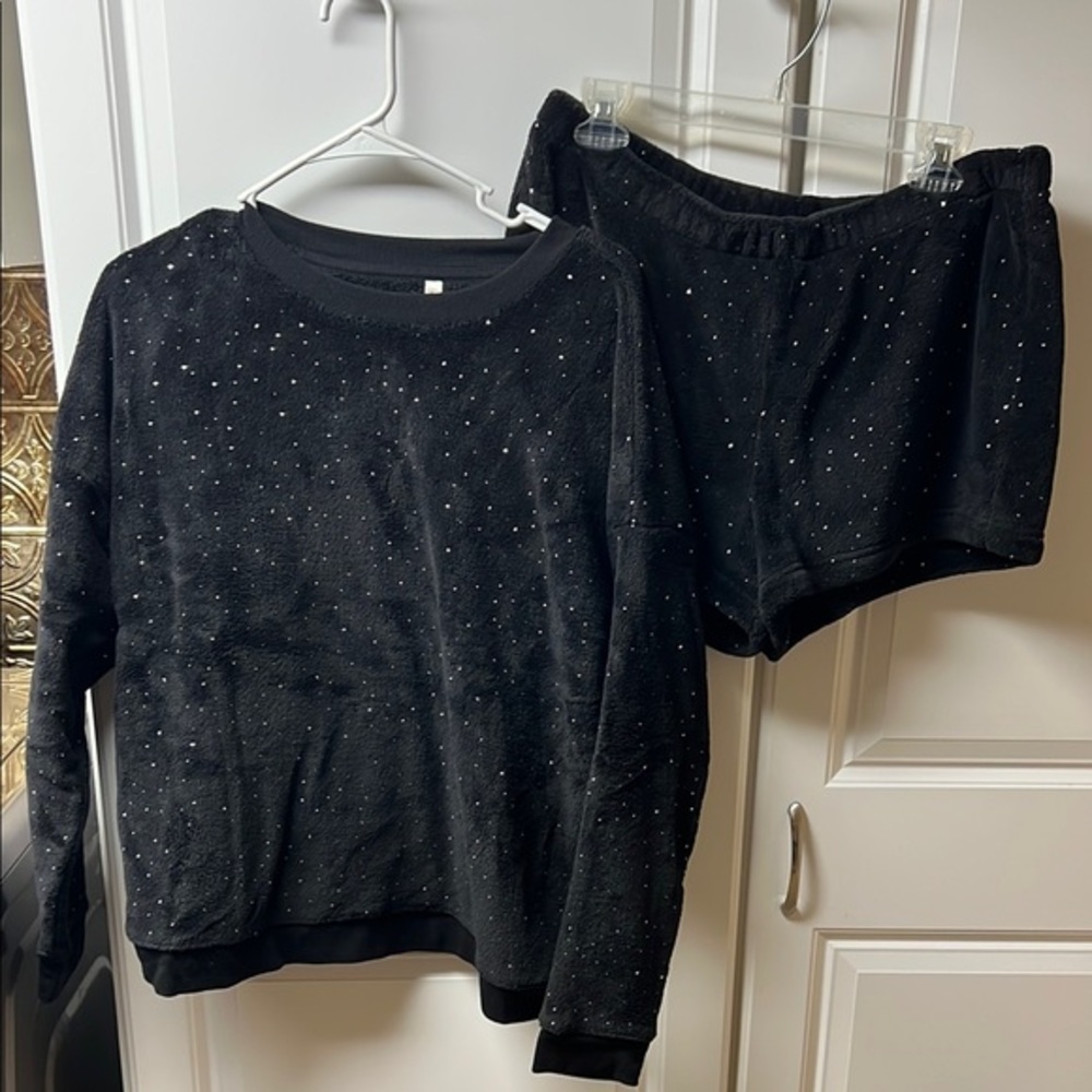 SO Black Velour Lounge Set, XL,